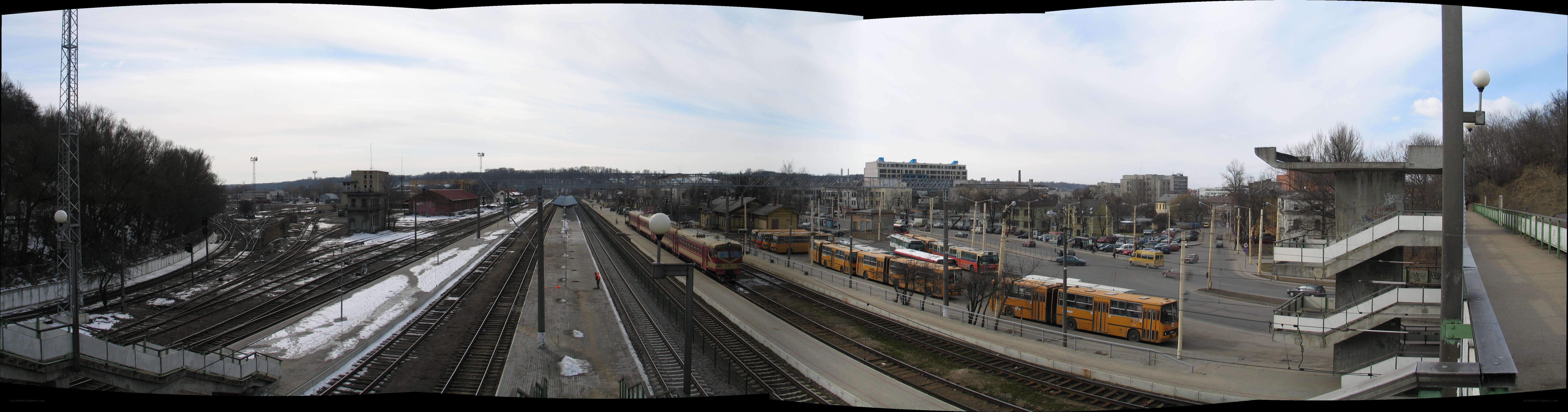 Panoramic view of a train station