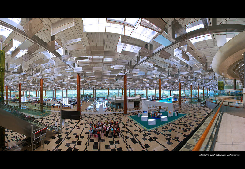 Panoramic view of airport terminal