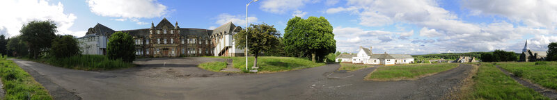 Panoramic view of an old building complex