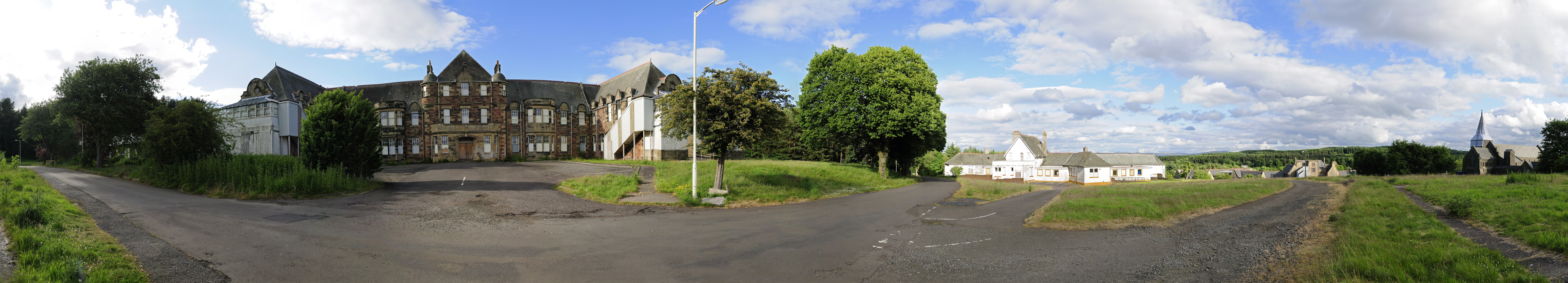 Panoramic view of an old building complex