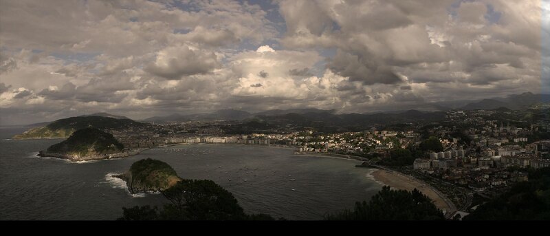 Panoramic view of coastal city