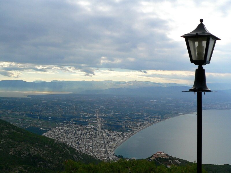 Panoramic view of coastal city