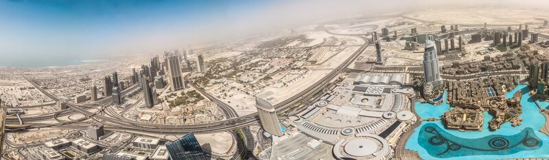 Panoramic view of Dubai skyline
