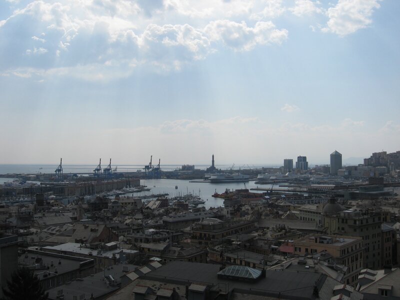 Panoramic view of Genoa harbor
