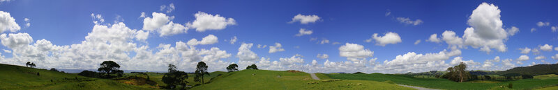 Panoramic view of green hills