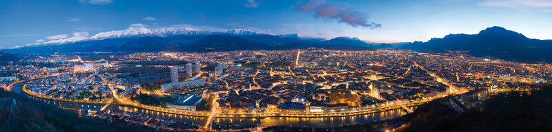 Panoramic view of Grenoble at dusk