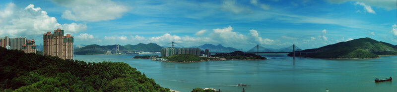 Panoramic view of Hong Kong harbor
