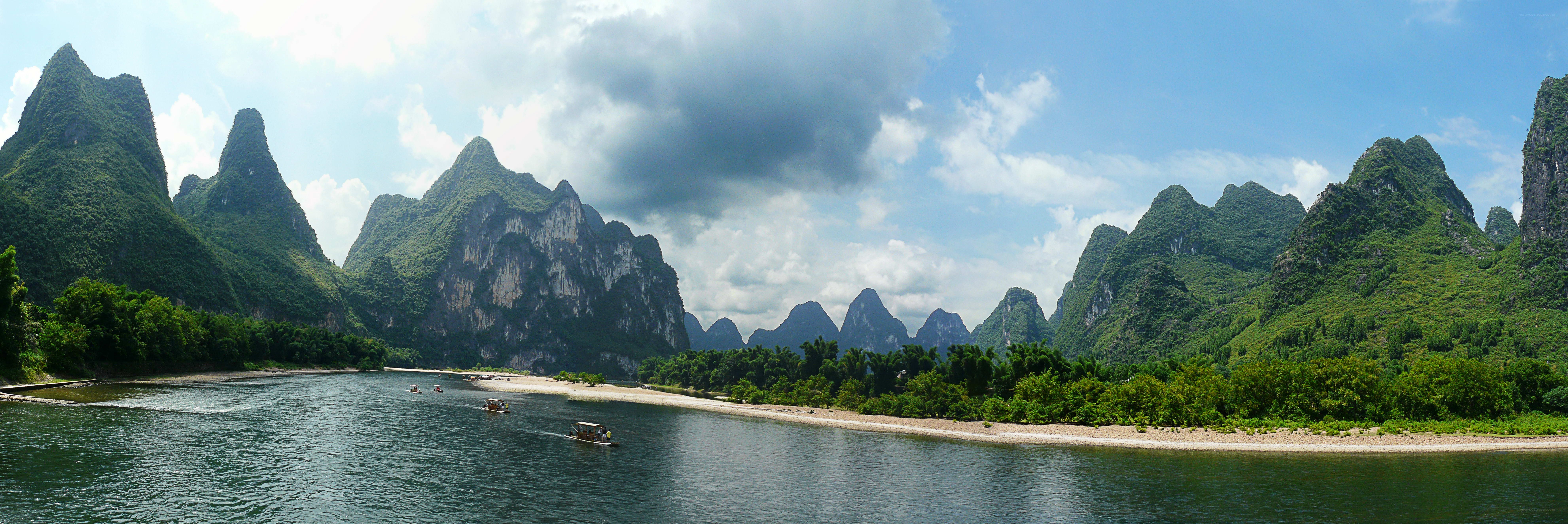 Panoramic view of karst mountains