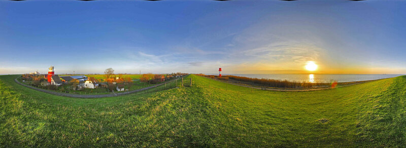 Panoramic view of lighthouse at sunset