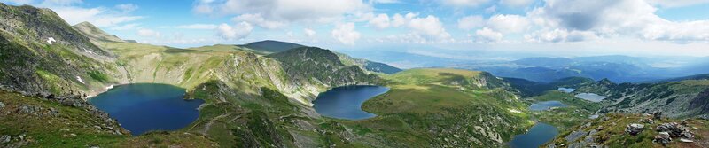 Panoramic view of mountain lakes