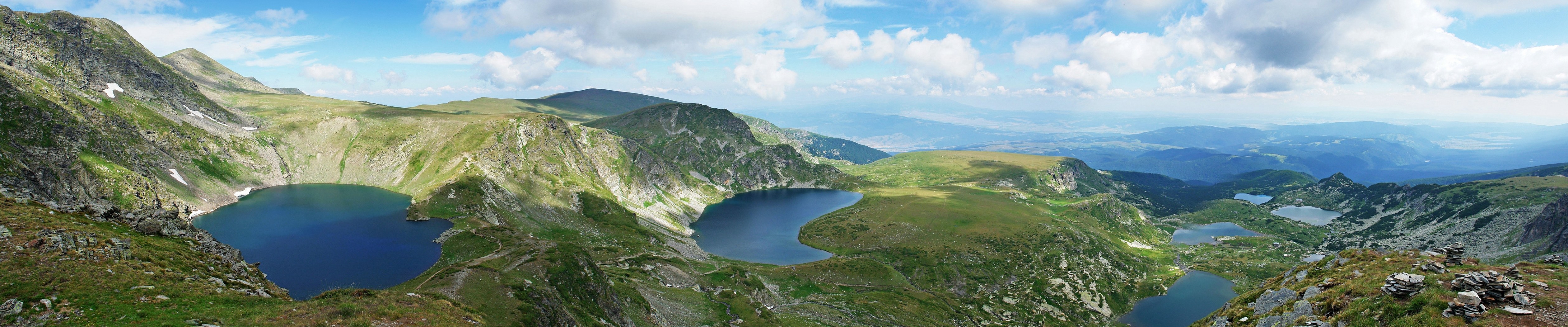 Panoramic view of mountain lakes