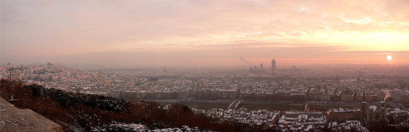 Panoramic view of Paris at sunset