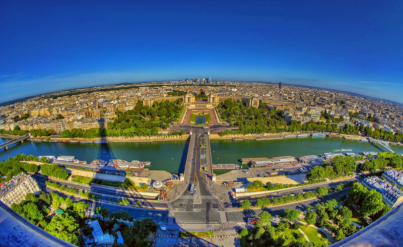 Panoramic View of Paris — Blue, Serene