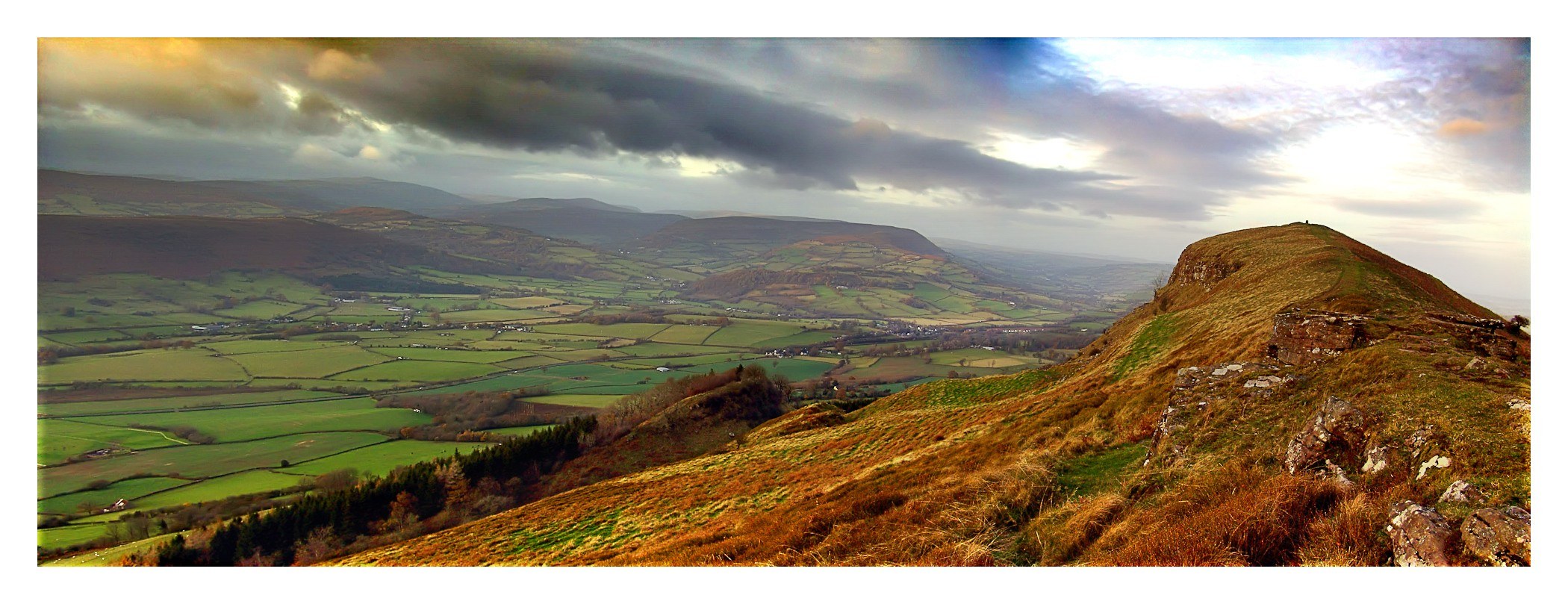 Panoramic view of rolling hills