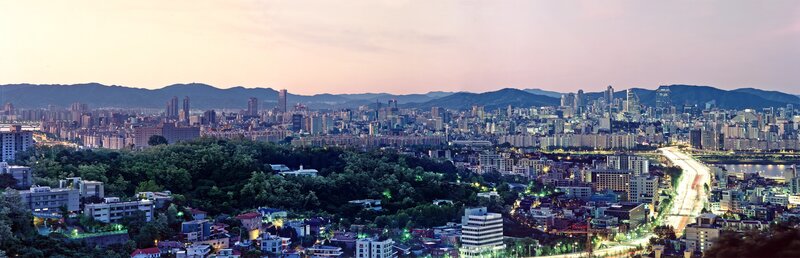 Panoramic view of Seoul at dusk