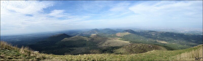 Panoramic view of volcanic hills
