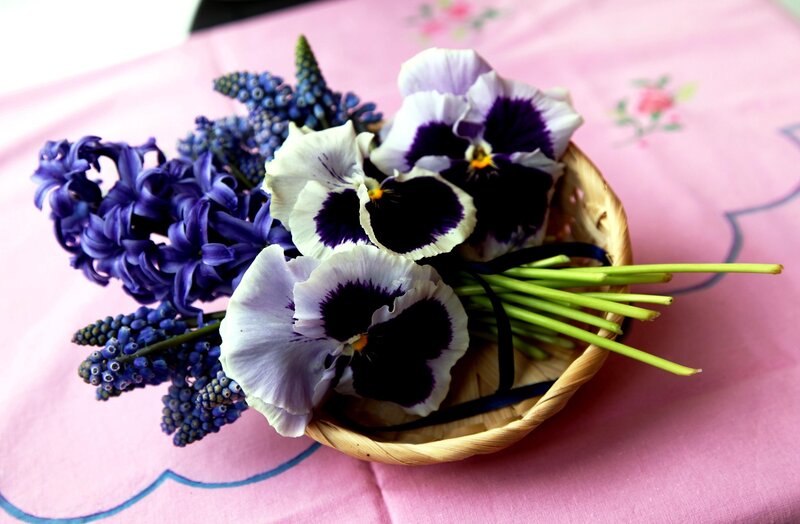 Pansy and Hyacinth Bouquet — Purple