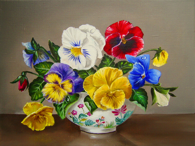 Pansy Flowers in a Vase — Yellow, Calm