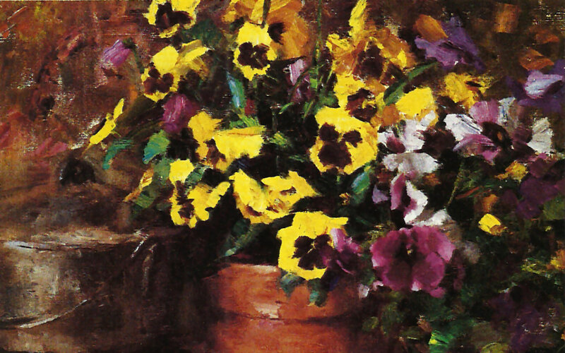 Pansy Flowers in a Vase — Yellow