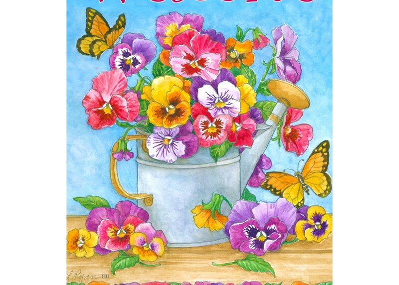 Pansy Flowers in Watering Can