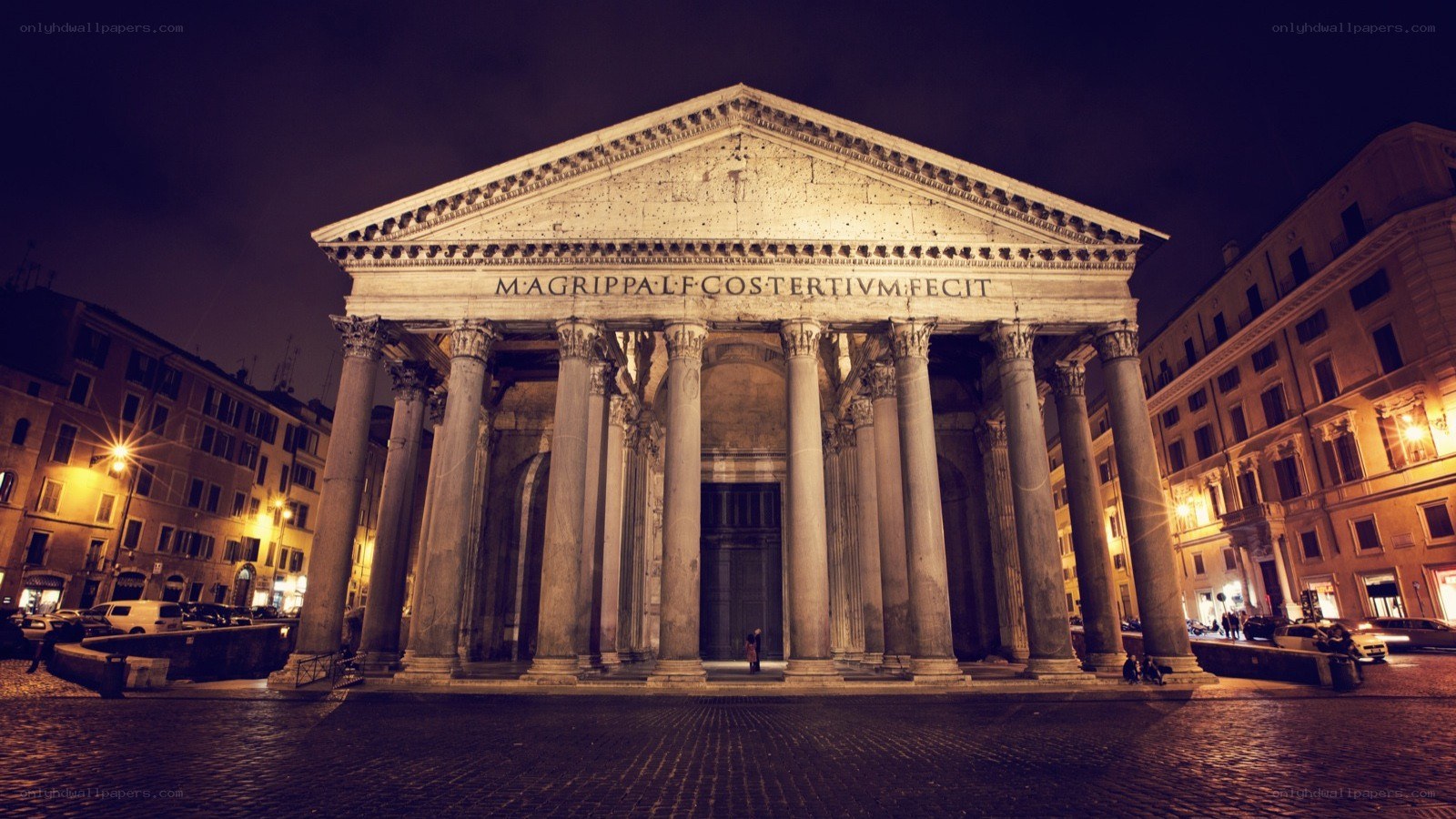 Pantheon at night in Rome