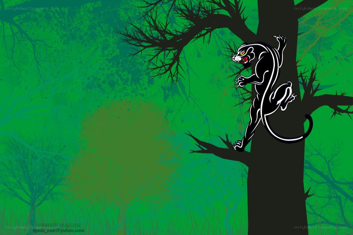 Panther climbing tree