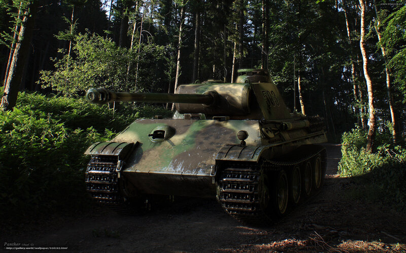 Panther Tank in Forest — Green, Dramatic