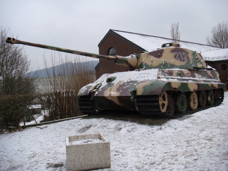 Panther tank on display in snow