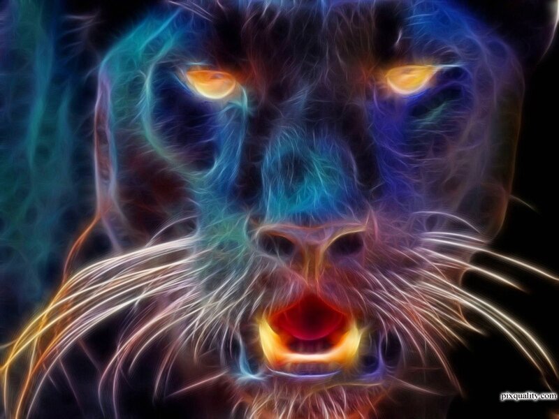 Panther with Glowing Eyes — Blue