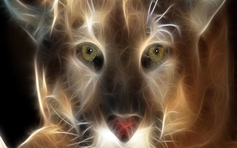 Panther with Glowing Eyes — Brown, Dramatic, Digital Art