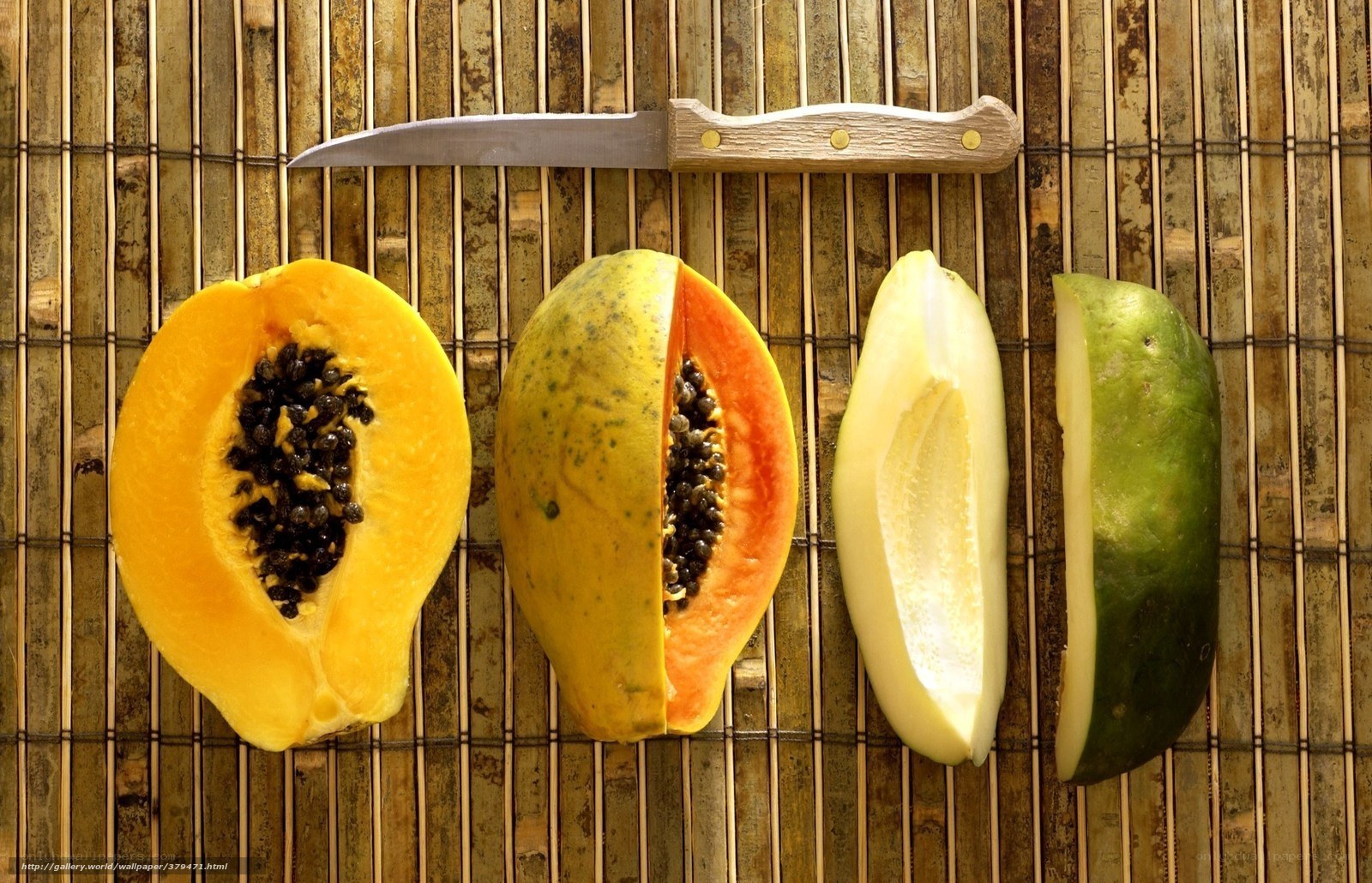 Papaya fruit cut in half