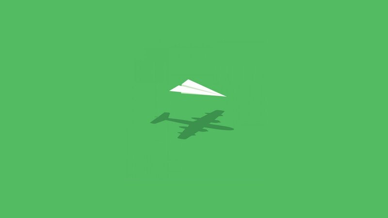 Paper Airplane and Shadow — Green, Calm