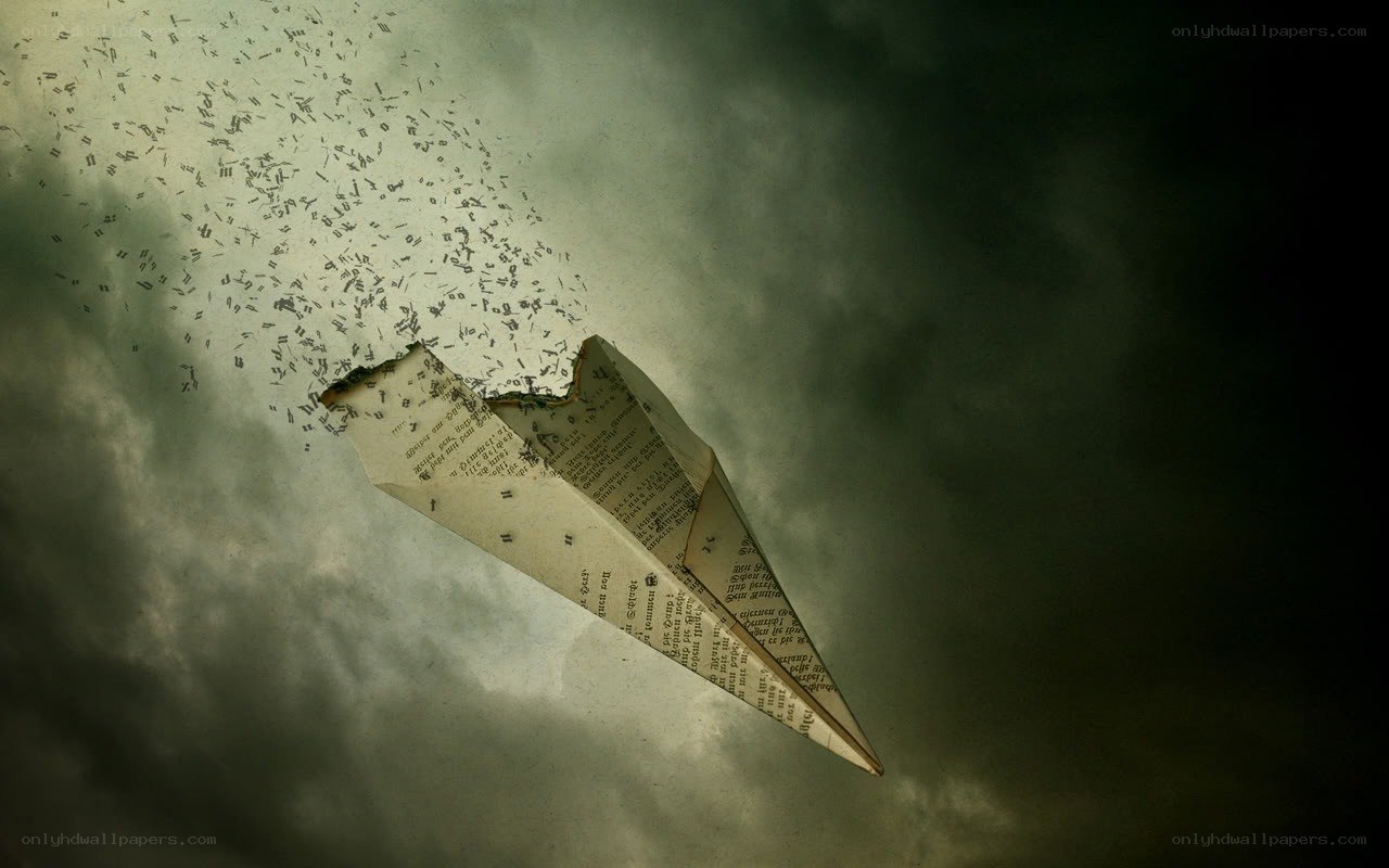 paper airplane disintegrating