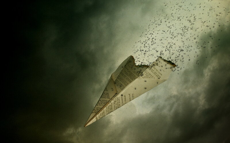 Paper Airplane Disintegrating — Gray