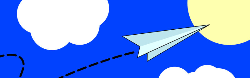Paper Airplane in Sky — Blue, Serene