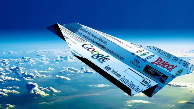 Paper Airplane in Sky — Blue