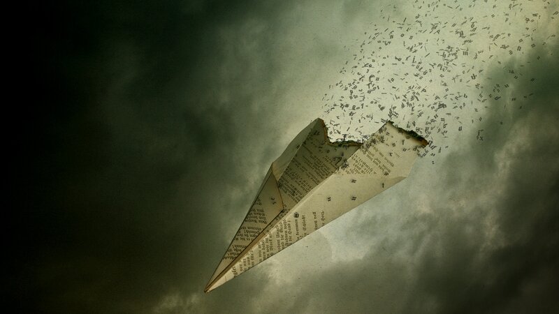Paper Airplane in Sky — Gray, Dramatic