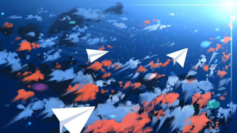 Paper Airplanes in Sky