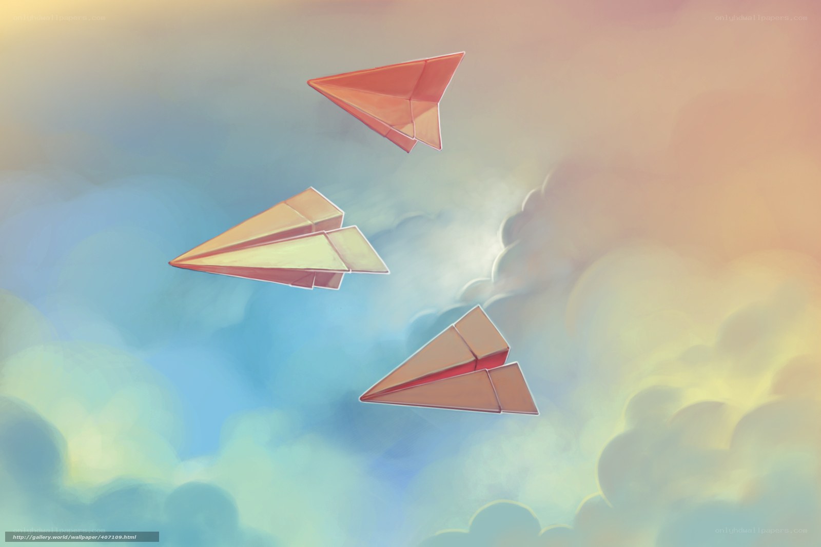 Paper airplanes in the sky