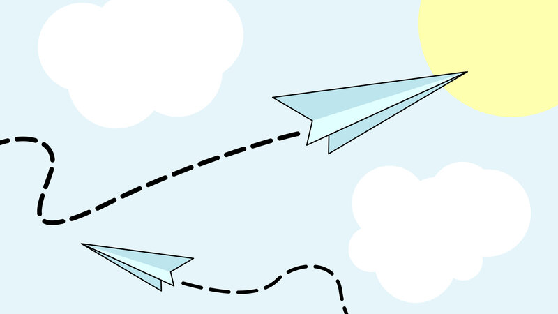 Paper airplanes in the sky