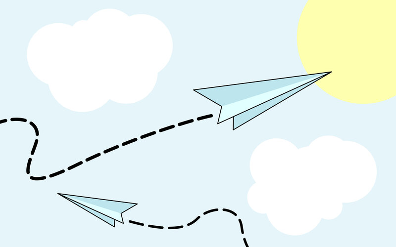 Paper airplanes in the sky