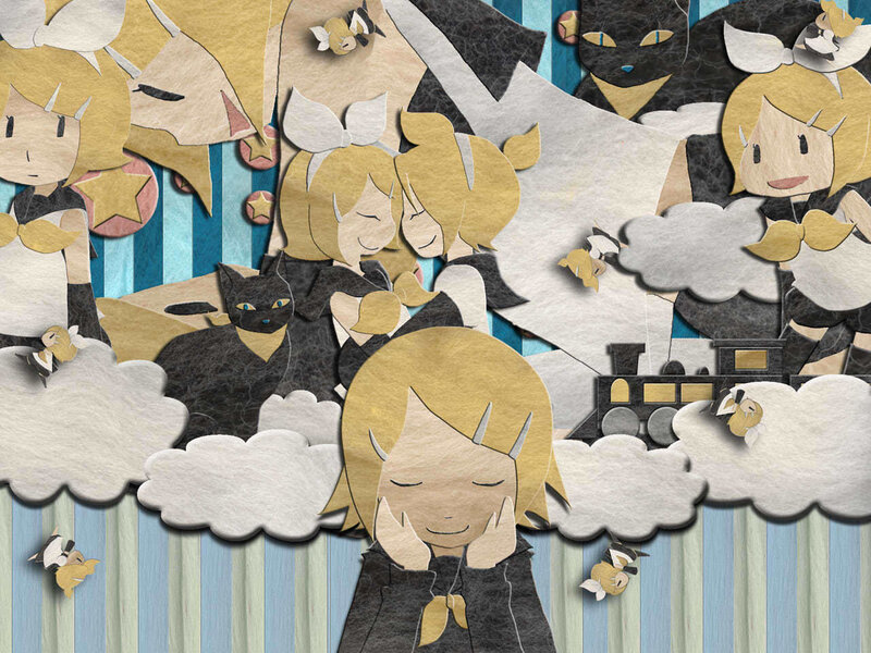 paper art collage of anime characters