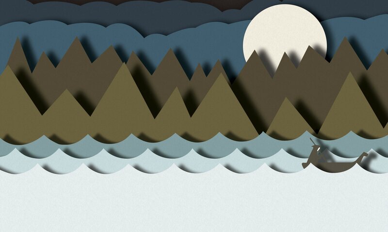 paper art mountain landscape