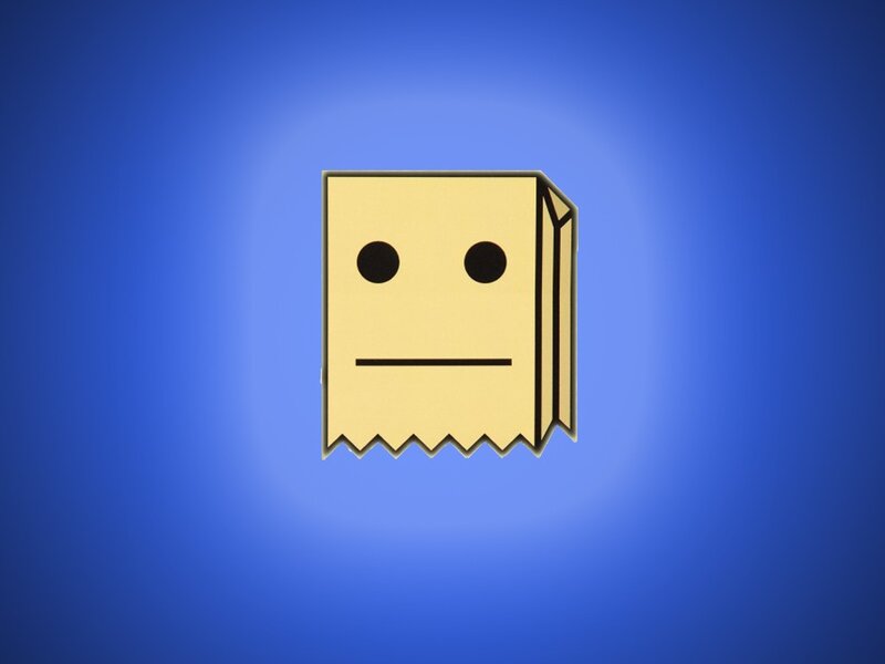 Paper Bag Character — Blue