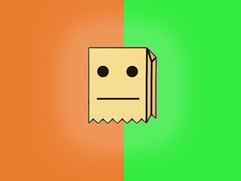Paper Bag Character — Orange, Neutral