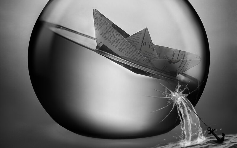 Paper Boat in Glass Sphere