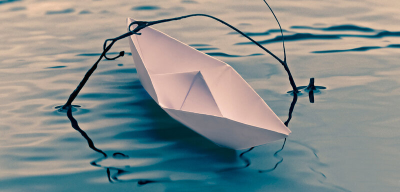 Paper Boat on Water — White
