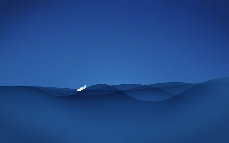 Paper Boat on Waves — Blue, Serene