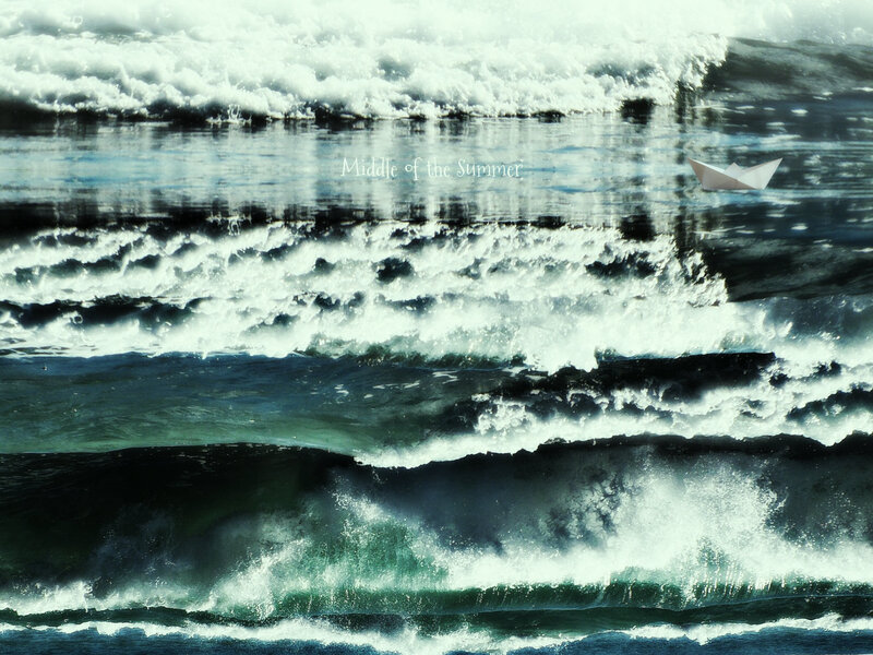 Paper Boat on Waves — Blue