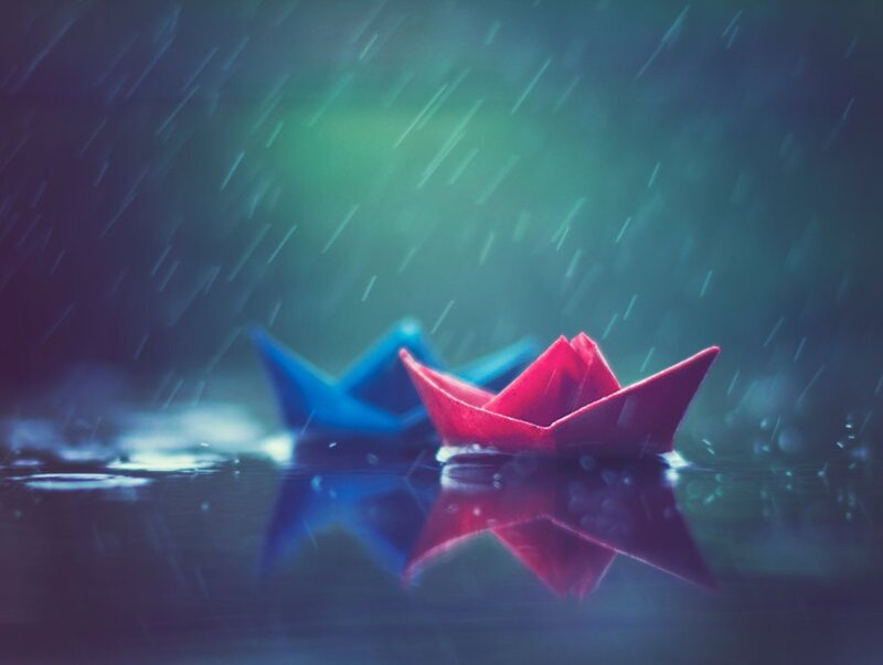 Paper Boats in Rain — Red